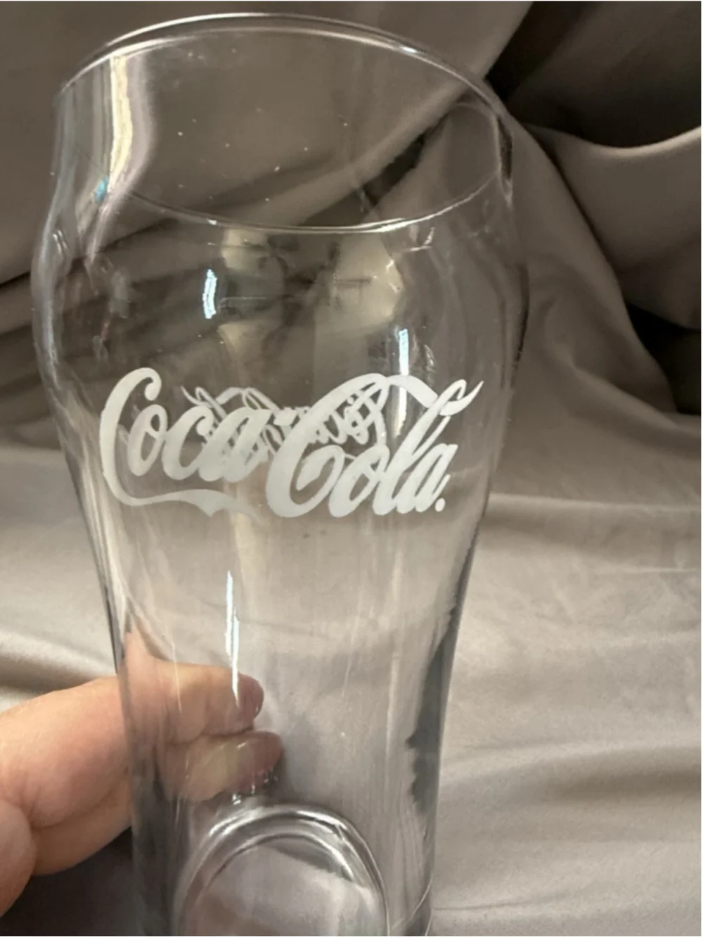 COCA-COLA GLASSES Clear Glass With White Lettering 6.5in Tall (3pc)